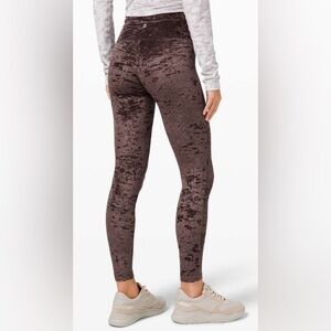 Lululemon Crushed Velvet Brown Wunder Under Leggings 6